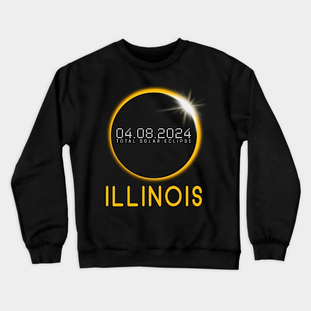 ILLINOIS Totality Total Solar Eclipse April 8 2024 Crewneck Sweatshirt by TeeaxArt